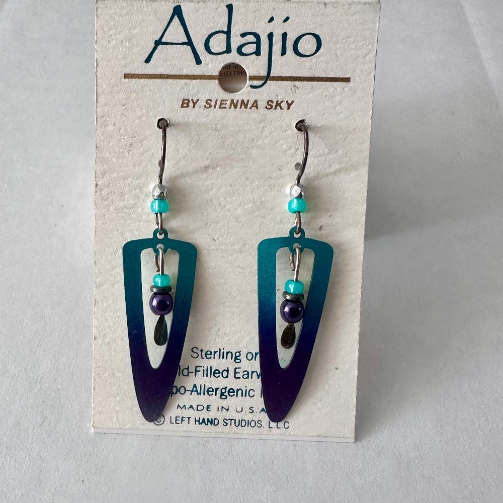 Adajio by Sienna Sky Geometric Drop Earrings Teal Purple Metallic
